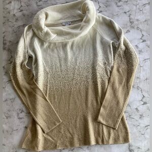 NWT Ombre cream and tan taupe golden cowl neck sweater